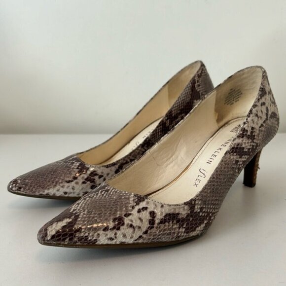 Women’s Anne Klein Flex leather snakeskin print pumps/heels size 7 - Picture 1 of 10